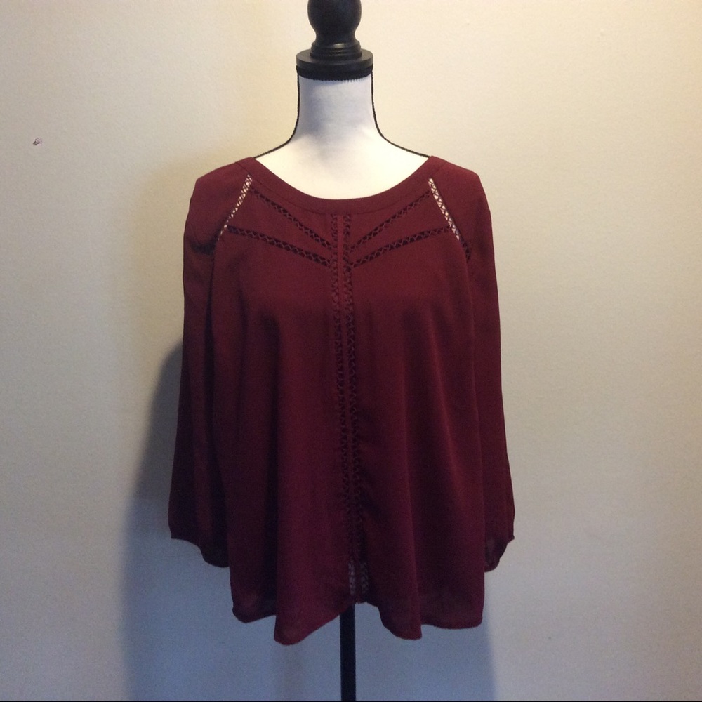 Skies Are Blue Maroon Blouse Sz Large
